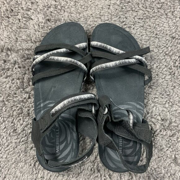 Merrell Terran 3 Cush Lattice Womens Size 8 Black Beach Outdoor Strappy Sandals - Picture 6 of 8
